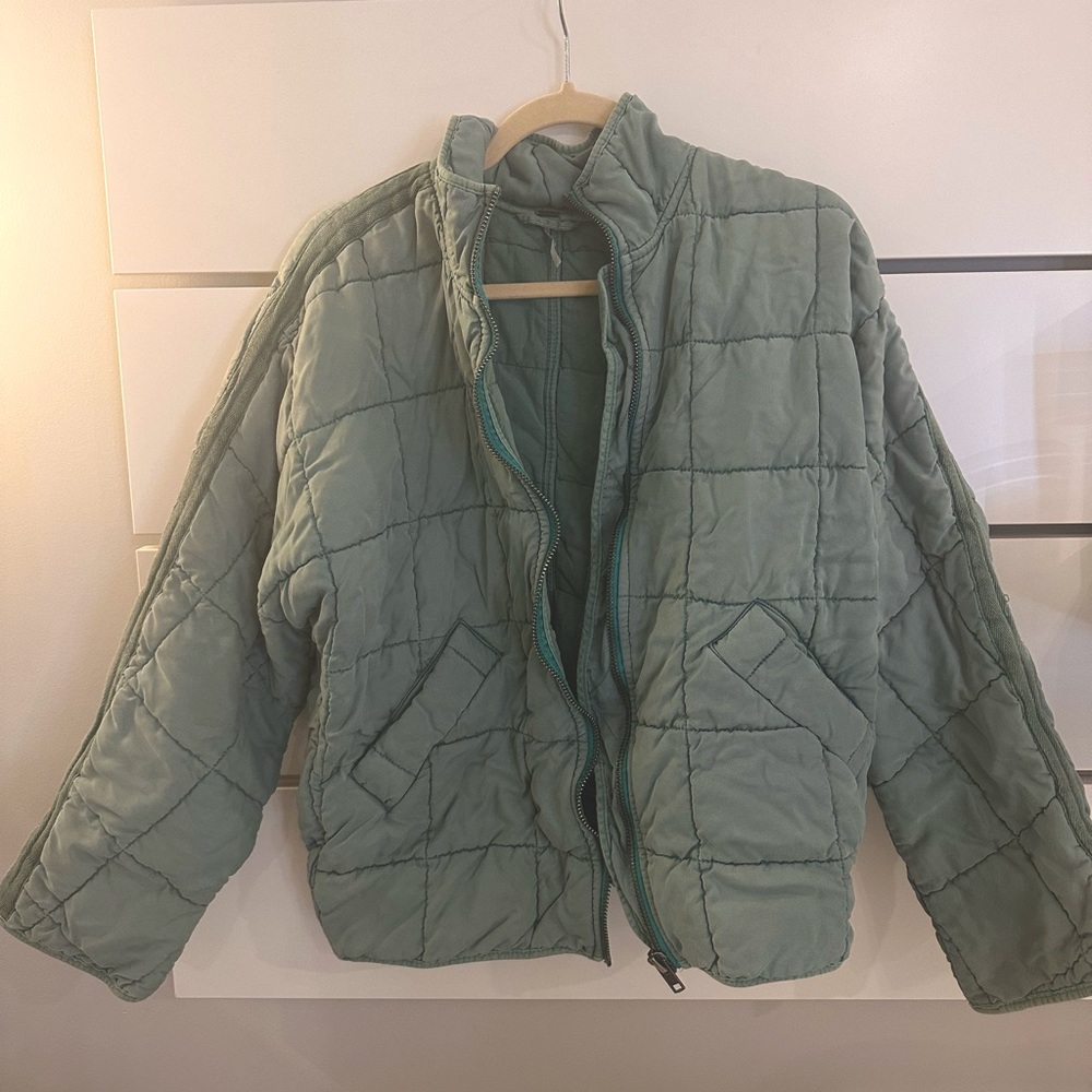 Free People Quilted Dolman Jacket In Mint Green Lyocell